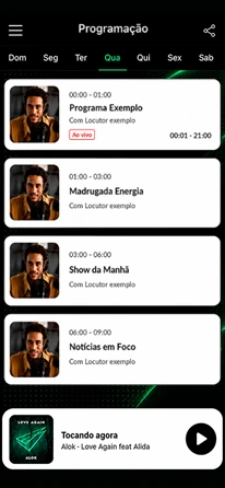 App screen - live player